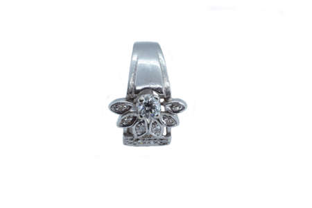 The best engagement ring White gold and round diamonds, floral theme, isolateの写真素材