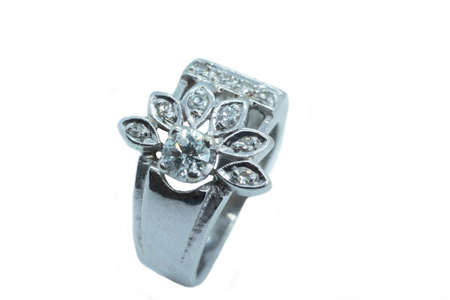 The best engagement ring White gold and round diamonds, floral theme, isolateの写真素材