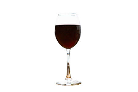 red wine in a glass glass on a white background