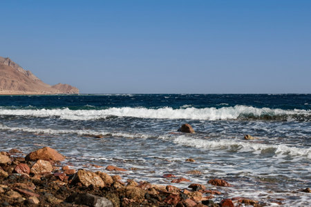 Sea coast in Dahab near Blue Hole diving at the Red Sea, Egyptの写真素材