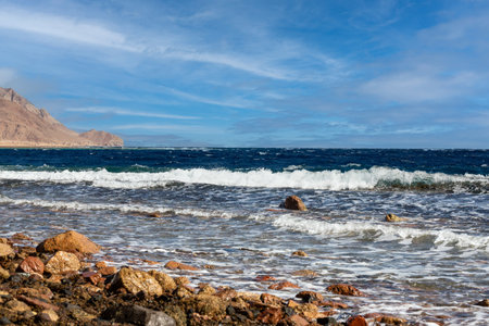 Sea coast in Dahab near Blue Hole diving at the Red Sea, Sinai, Egyptの写真素材