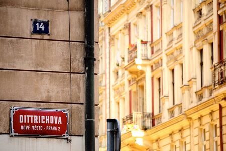 Street sign in Prague's New Townの写真素材