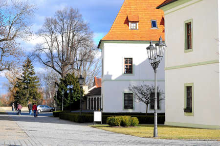 The courtyard of Benedictine monastery in Brevnov, Prague, Czech Republicの写真素材