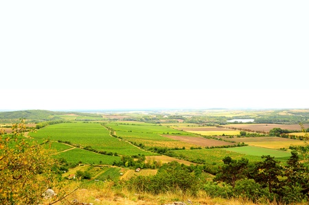 Czech Moravian rural landscape with cloudy sky in the backgroundの写真素材