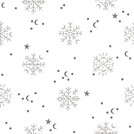 Seamless snowflake Christmas pattern on a white background.のイラスト素材