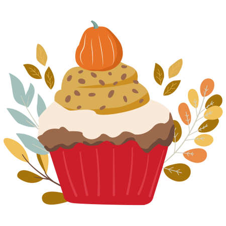 Poster with autumn harvest, pumpkin, pie in vectorのイラスト素材