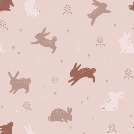 Vintage Easter seamless pattern design with rabbit in vectorのイラスト素材