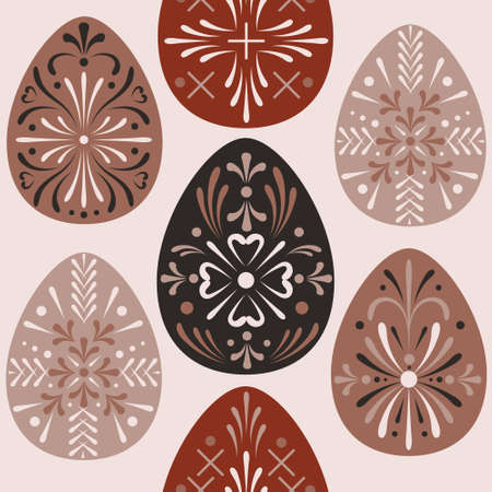 Hand drawn seamless pattern of easter eggsのイラスト素材