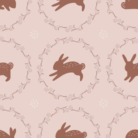 Vintage Easter seamless pattern design with rabbitのイラスト素材