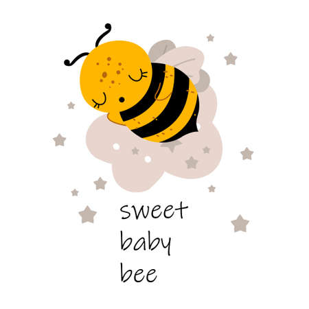Simple card honey Bee. Vector illustration.のイラスト素材