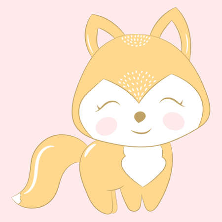 Cute fox. Children's illustration with a fox. Best Choice for cards, invitations, printing, party packs, blog backgrounds, paper craft, party invitations, digital scrapbooking.のイラスト素材