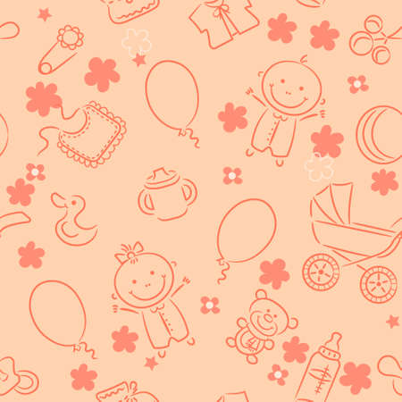Seamless pattern with baby elementsのイラスト素材