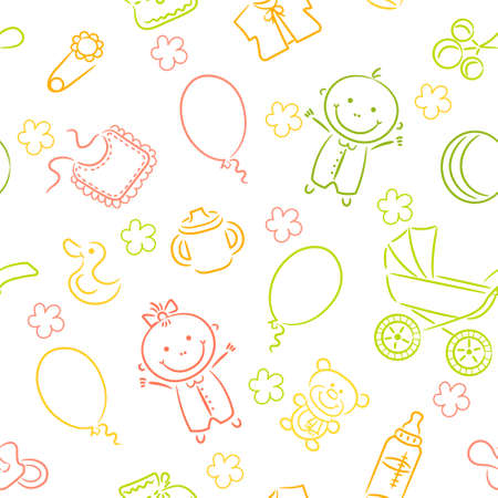 Seamless pattern with baby elementsのイラスト素材
