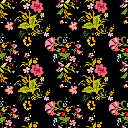Vector seamless ornament wallpaper, retro floral background in vintage style. Vector illustration