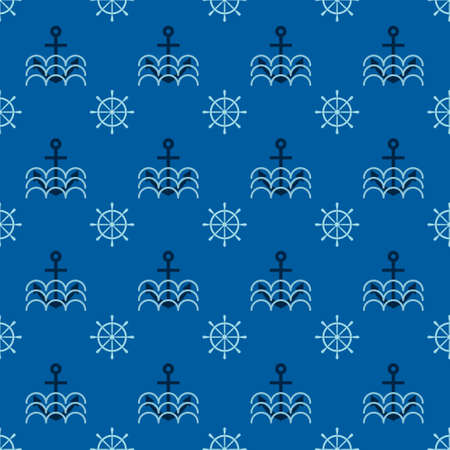 Sea helm, anchor, waves. Marine background.