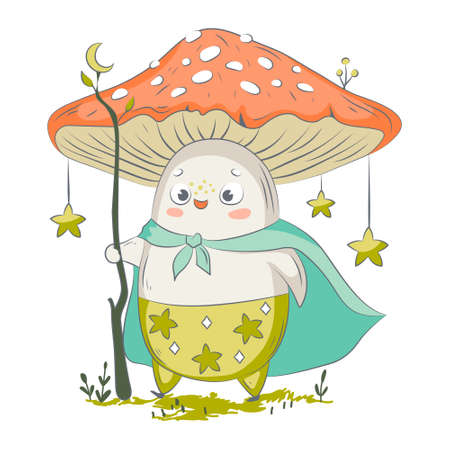 Cute funny amanita mushroomのイラスト素材