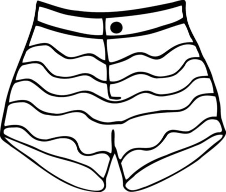 Vector isolated element, Hand drawn doodle. Illustration with Women's shorts.のイラスト素材