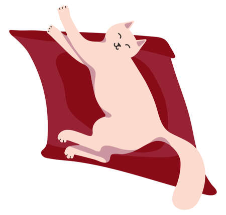 Hand drawn vector illustration. Cute cat and packing gifts. Playing cat. Preparing for the new year and Christmas. Cozy, homely scene.のイラスト素材