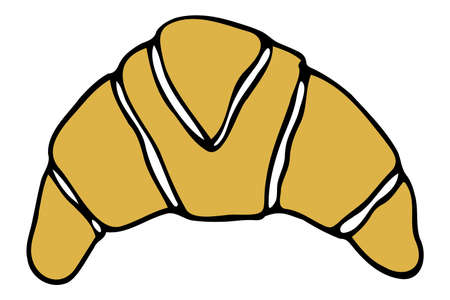 Vector isolated element. Illustration with takeaway food. Logo for the fast food menu. Hand drawn doodle. Croissantのイラスト素材