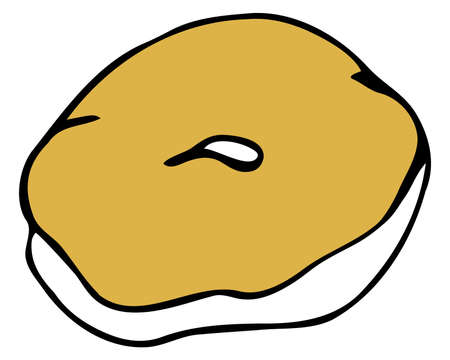 Vector isolated element. Illustration with takeaway food. Logo for the fast food menu. Hand drawn doodle. Donutのイラスト素材