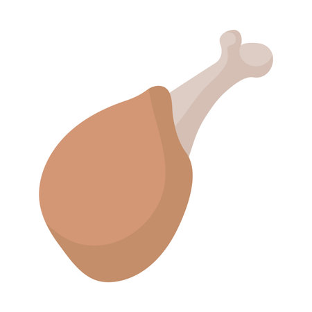 Isolated vector element. Chicken drumstick. Chicken. Chicken thigh. Color image on a white background. The print is used for packagingのイラスト素材