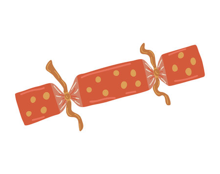 Vector isolated element. Christmas Cracker. Decoration for Christmas. Color image on a white background. The print is used for packaging design.のイラスト素材