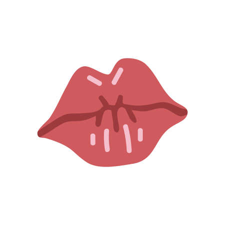 Vector isolated element. Lips. A kiss. Decoration for Valentine day. Symbols of Valentine's day. Color image on a white background. The print is used for packaging design.のイラスト素材
