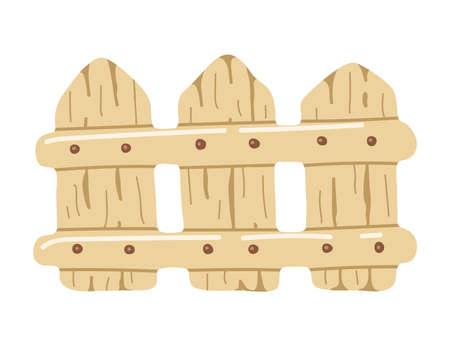 Vector isolated element. garden fence. garden accessories. gardening. springtime. Color image on a white background. The print is used for packaging design.のイラスト素材