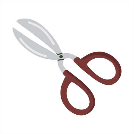 Vector isolated element. scissors. office supplies. Handiwork. garden accessories. Color image on a white background. The print is used for packaging design.のイラスト素材