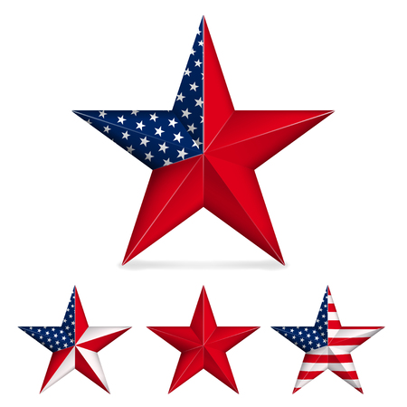Red five-pointed star isolated on white, vector illustrationのイラスト素材