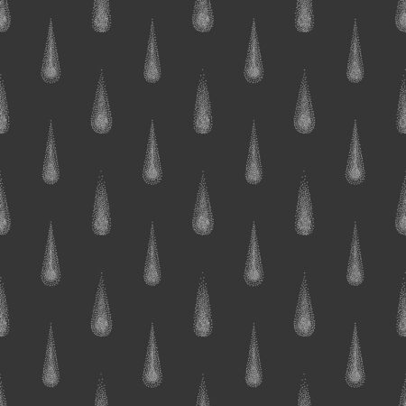 Cosmic rain seamless background, hand drawn pattern in modern dotwork style. Black and white monochrome texture. Vector pattern swatch included in the Swatches panelのイラスト素材