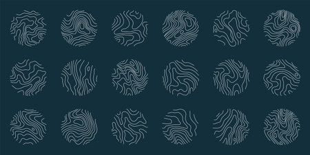 Line topography map logo. Wood ring texture, vector logo tree ring, editable strokeのイラスト素材