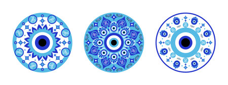 Blue mandala evil eye, greek amulet against evil eyeのイラスト素材