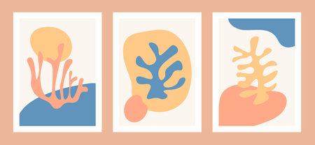 Abstract Matisse organic shapes. Coral shape homage to Matisseのイラスト素材