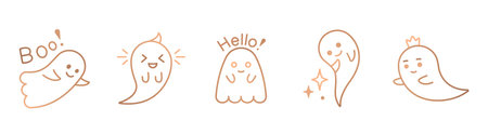 Halloween ghost line art. Vector cute ghost clipartのイラスト素材