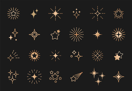 Stars line art icon. Gold vector star for logo, social media storiesのイラスト素材