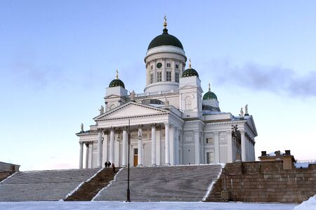 Wintery view in cathedral of Helsinki, Finlandの写真素材
