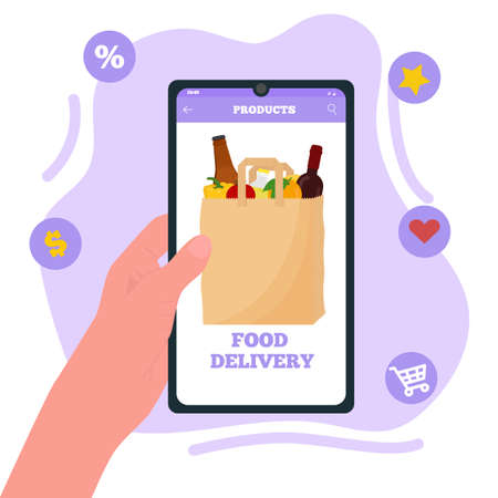 Online ordering of products. Flat vector illustration.のイラスト素材