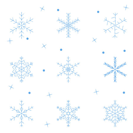 Set of snowflake winter. Design element. Flat vector illustration.のイラスト素材