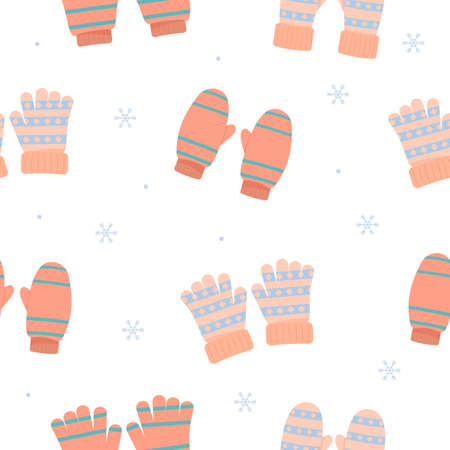 Winter mittens and gloves seamless pattern. Warm mittens. Winter accessoriesのイラスト素材
