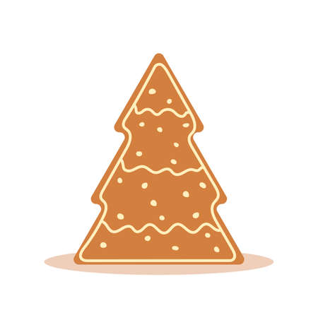 Cute christmas gingerbread. Delicious cookie. Flat vector illustrationのイラスト素材