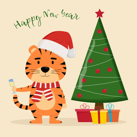 Happy chinese new year card. Year of the tiger.のイラスト素材