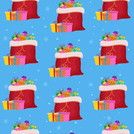 Merry Christmas card. Santa bag. Winter card design illustration for greetings, invitation, flyer,...