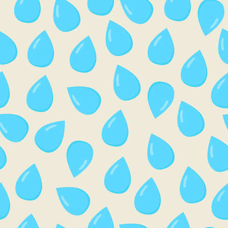 Blue water drops seamless pattern. Flat illustrationのイラスト素材