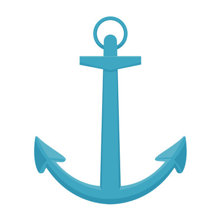 Blue see anchor isolated on white background. Flat vector illustration