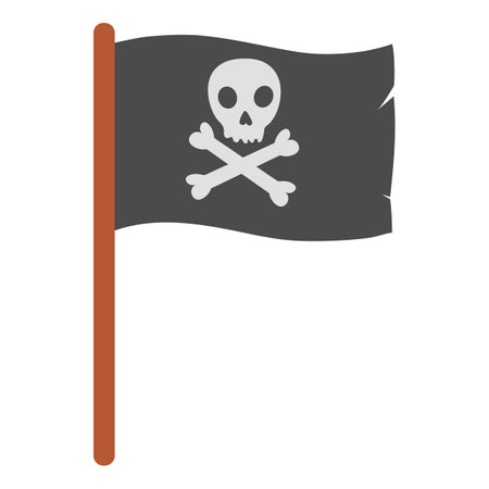 Pirate flag isolated on white background. Jolly roger. Flat vector illustrationのイラスト素材