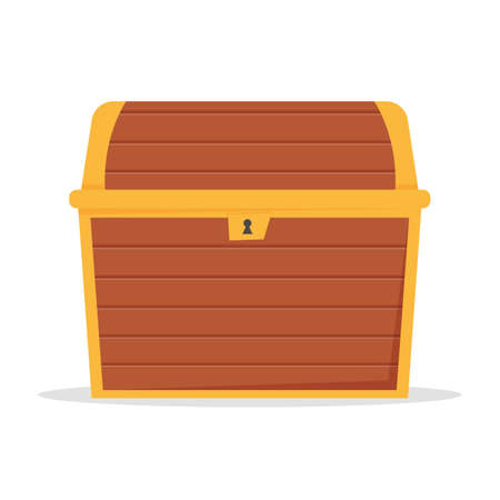 Wooden treasure chest isolated on white backgroundのイラスト素材