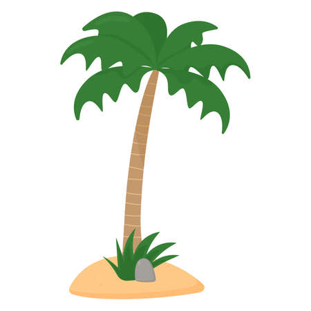 Palm tree isolated on white background. Flat vector illustrationのイラスト素材