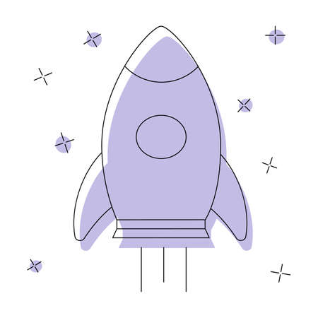 Rocket icon isolated on white background. Flat vector illustrationのイラスト素材