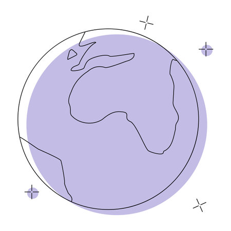 Earth icon isolated on white background. Flat vector illustrationのイラスト素材